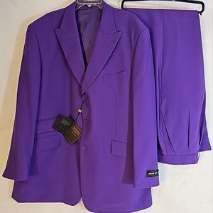 New Purple 3pc Men's Suit, 50R jacket w vest and 44W unhemed slacks